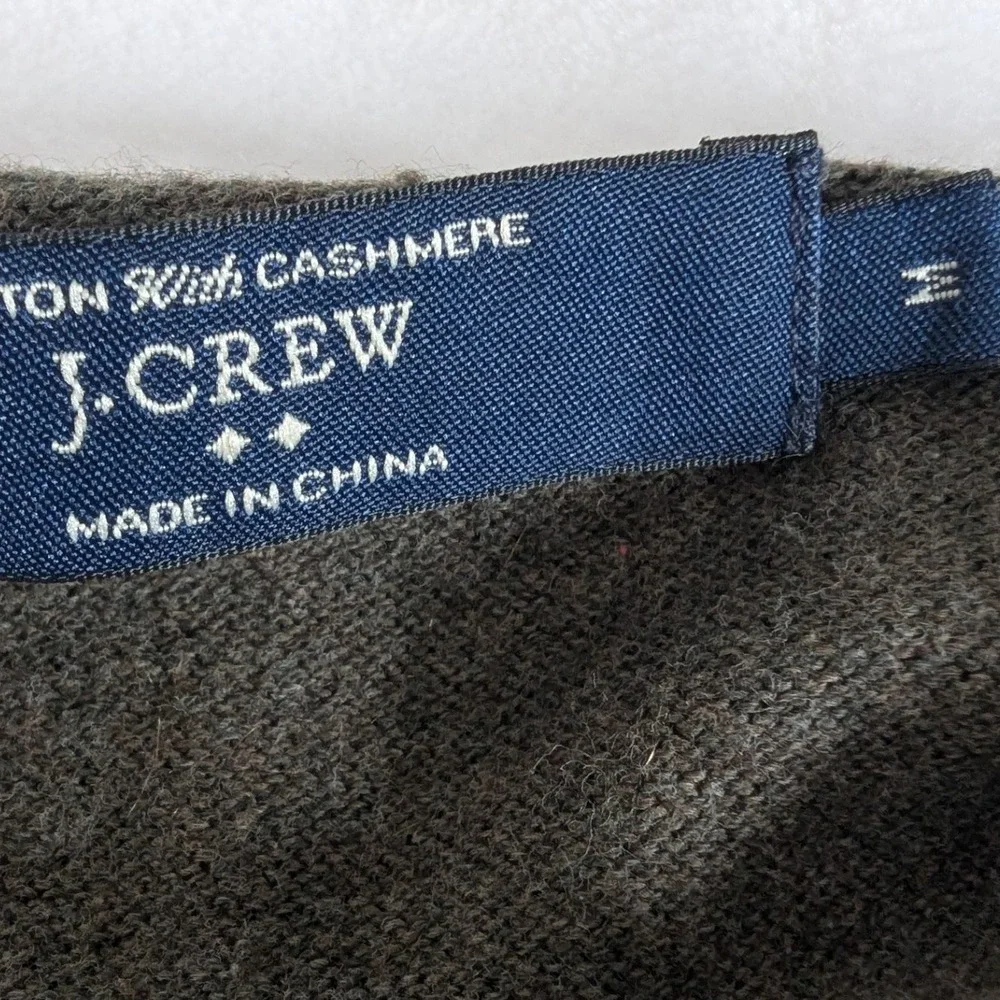 J. Crew V Neck Long Sleeve Cotton Cashmere Pull Over Sweater Dark Gray Mens Sz M